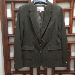 Banana Republic Green Structured Blazer with Notched Lapel